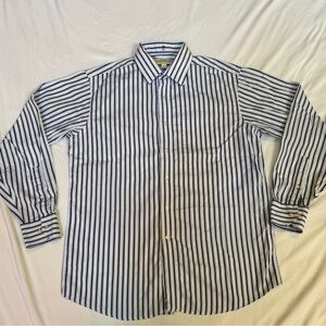 Tommy Bahama Blue & White Striped Button Down Shirt 15.5 34/35